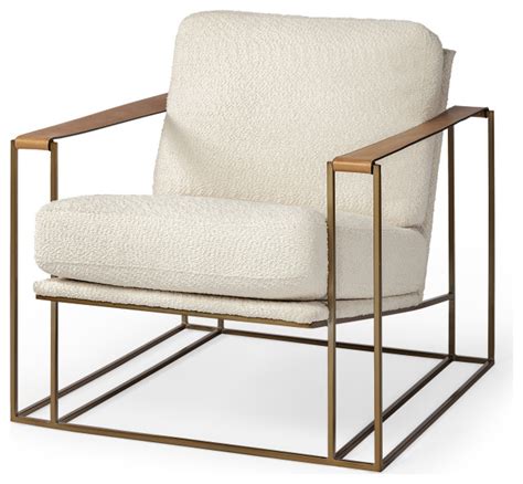 watson cream fabric wrap gold metal frame accent chair|Watson Accent Chair .